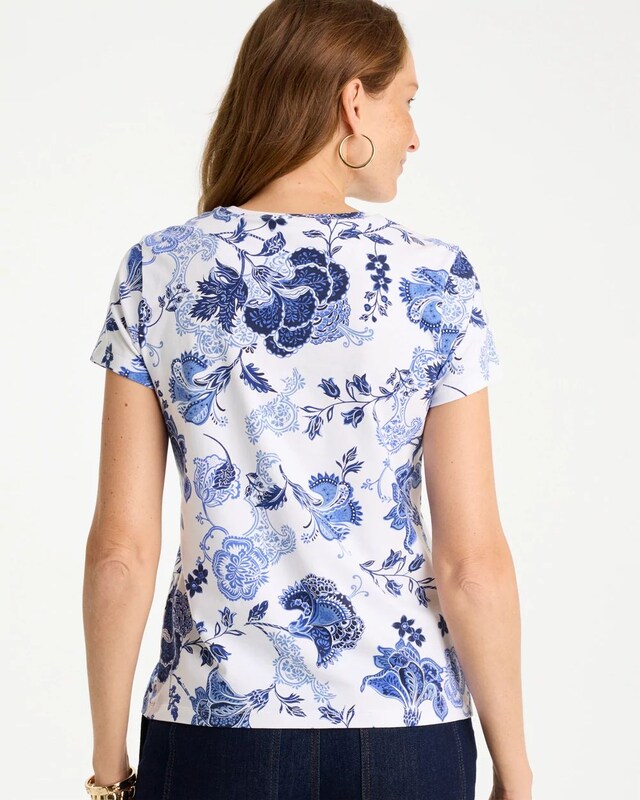 Jolene Cotton Stretch Cap Sleeve Tee - image 3